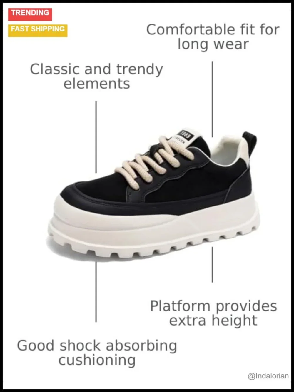 Men's Platform Retro Sneakers Chunky Lace-Up Casual Fashion Tennis Running
